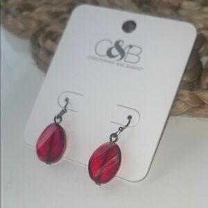 Christopher & Banks Red Bead Faceted Drop Earrings #boho #indie